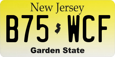 NJ license plate B75WCF