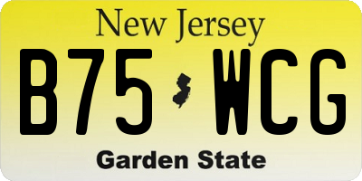NJ license plate B75WCG