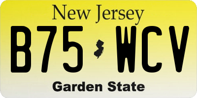NJ license plate B75WCV