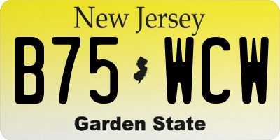 NJ license plate B75WCW