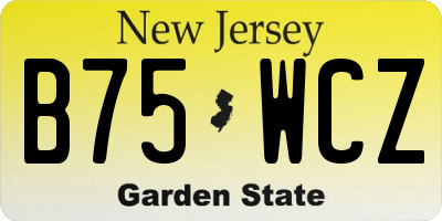 NJ license plate B75WCZ