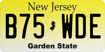 NJ license plate B75WDE