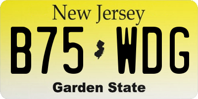 NJ license plate B75WDG