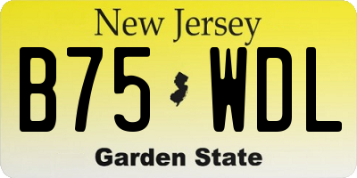 NJ license plate B75WDL