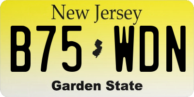 NJ license plate B75WDN