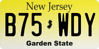 NJ license plate B75WDY