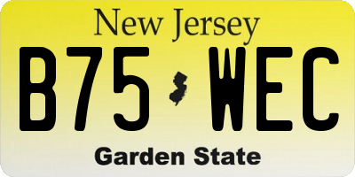 NJ license plate B75WEC
