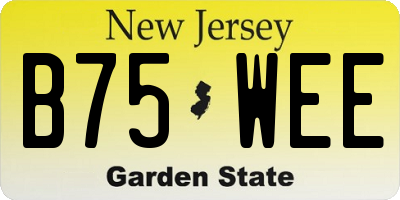 NJ license plate B75WEE