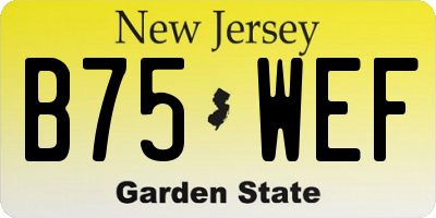 NJ license plate B75WEF