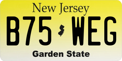 NJ license plate B75WEG