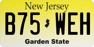 NJ license plate B75WEH