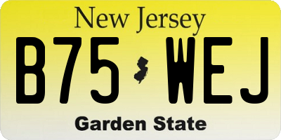 NJ license plate B75WEJ