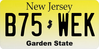 NJ license plate B75WEK