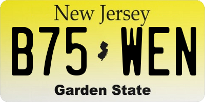 NJ license plate B75WEN