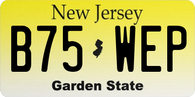 NJ license plate B75WEP