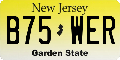 NJ license plate B75WER