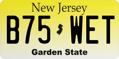 NJ license plate B75WET