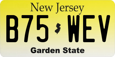 NJ license plate B75WEV