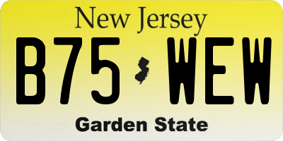 NJ license plate B75WEW