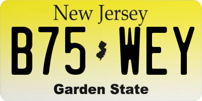 NJ license plate B75WEY