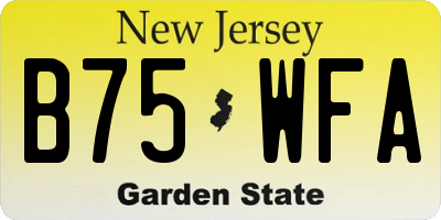 NJ license plate B75WFA
