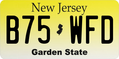 NJ license plate B75WFD