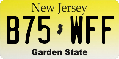 NJ license plate B75WFF