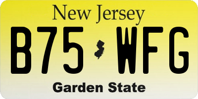 NJ license plate B75WFG