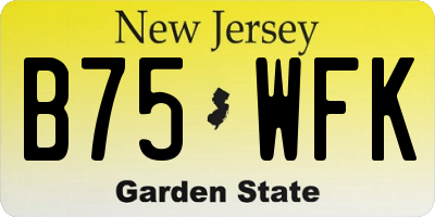 NJ license plate B75WFK
