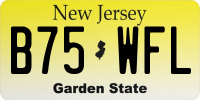 NJ license plate B75WFL