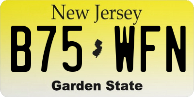 NJ license plate B75WFN