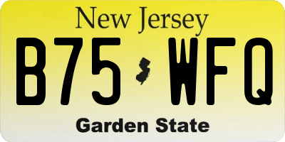 NJ license plate B75WFQ