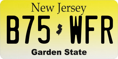 NJ license plate B75WFR