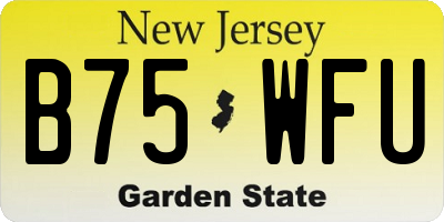 NJ license plate B75WFU