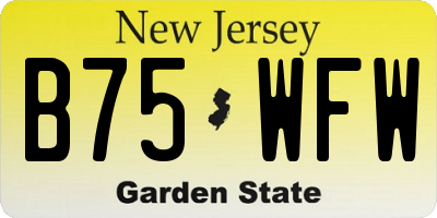 NJ license plate B75WFW