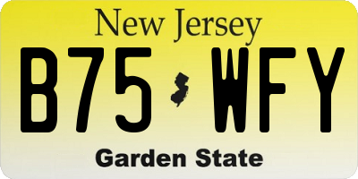 NJ license plate B75WFY