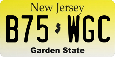 NJ license plate B75WGC