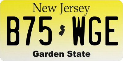 NJ license plate B75WGE