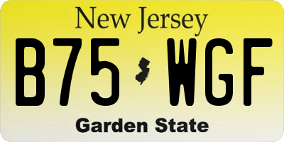 NJ license plate B75WGF