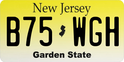 NJ license plate B75WGH
