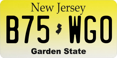NJ license plate B75WGO