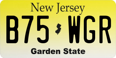 NJ license plate B75WGR
