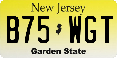 NJ license plate B75WGT
