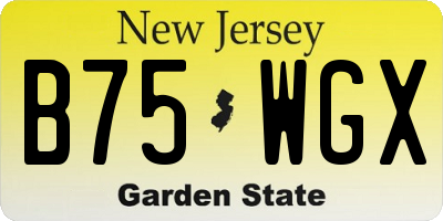 NJ license plate B75WGX