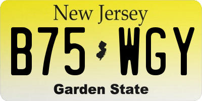 NJ license plate B75WGY