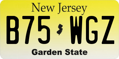 NJ license plate B75WGZ