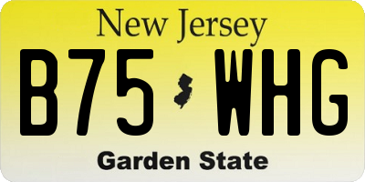 NJ license plate B75WHG