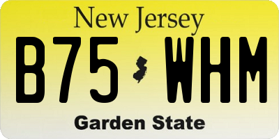 NJ license plate B75WHM