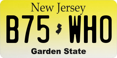 NJ license plate B75WHO