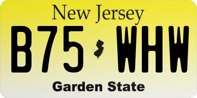 NJ license plate B75WHW